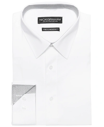 Shop Nick Graham Men's Modern-fit Stretch Solid With Contrast Dress Shirt In White