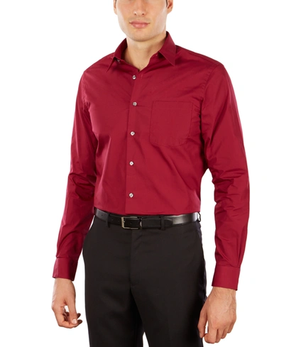 Shop Van Heusen Men's Athletic Fit Poplin Dress Shirt In Magenta