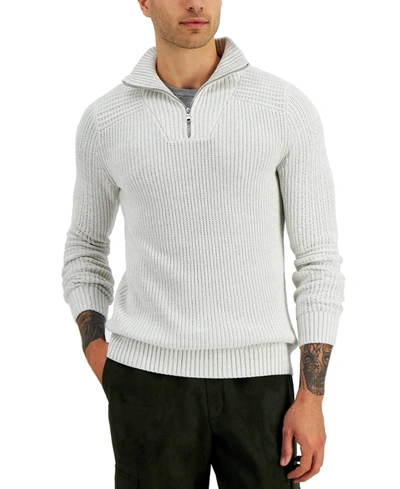 Shop Inc International Concepts Men's Matthew Quarter-zip Sweater, Created For Macy's In Whispy Grey Hth
