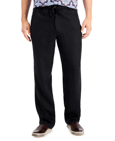 Shop Club Room Men's 100% Linen Pants, Created For Macy's In Deep Black