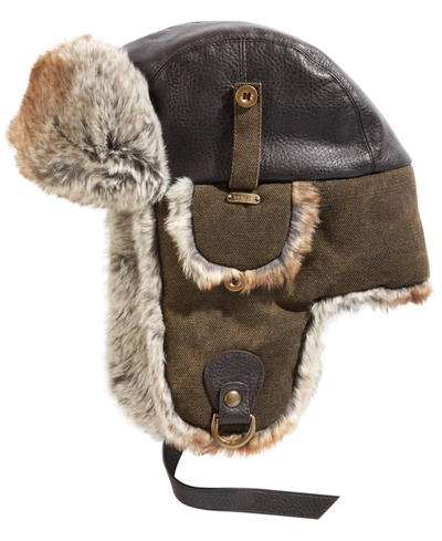 Shop Stetson Men's Canvas Faux-leather Trapper Hat In Brown
