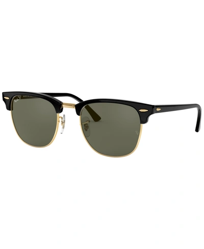 Shop Ray Ban Unisex Polarized Low Bridge Fit Sunglasses, Rb3016f Clubmaster Classic 55 In Black