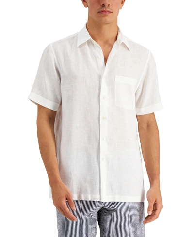 Club Room Men's 100% Linen Shirt, Created For Macy's In White Pure