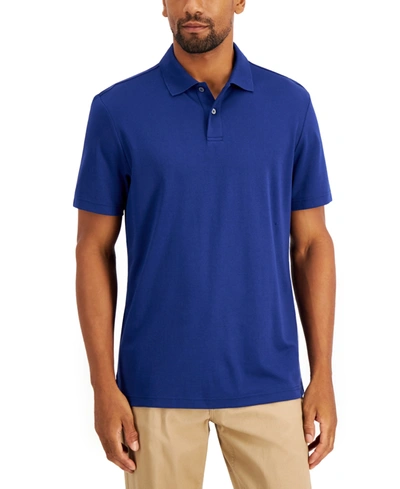 Shop Alfani Men's Regular-fit Solid Supima Blend Cotton Polo Shirt, Created For Macy's In Pompador Blue