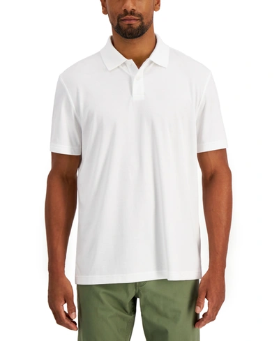 Shop Alfani Men's Regular-fit Solid Supima Blend Cotton Polo Shirt, Created For Macy's In White On White