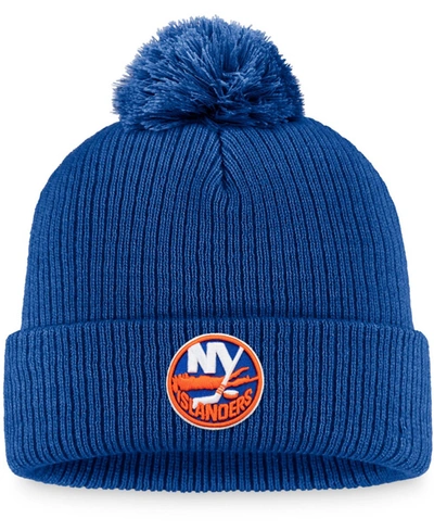 Shop Fanatics Men's Royal New York Islanders Core Primary Logo Cuffed Knit Hat With Pom