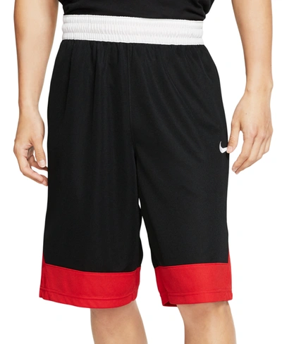 Shop Nike Men's Dri-fit Icon Basketball Shorts In Black/red/white
