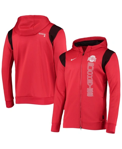 Shop Nike Men's Ohio State Buckeyes 2021 Sideline Performance Full-zip Hoodie In Scarlet