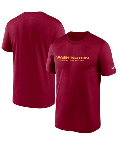 Shop Nike Men's Burgundy Washington Football Team Logo Essential Legend Team Performance T-shirt