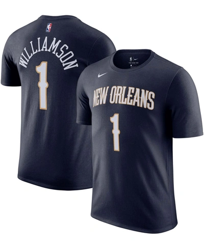 Shop Nike Men's Zion Williamson Navy New Orleans Pelicans Name & Number T-shirt