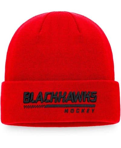 Shop Fanatics Men's  Chicago Blackhawks Authentic Pro Locker Room Cuffed Knit Cap In Red