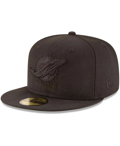 Shop New Era Men's Miami Dolphins Black On Black 59fifty Fitted Hat
