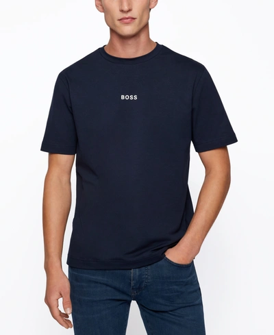 Shop Hugo Boss Boss Men's Relaxed-fit Stretch Cotton T-shirt In Dark Blue
