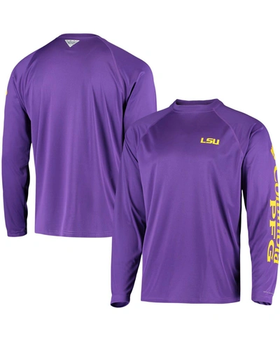 Shop Columbia Men's Purple Lsu Tigers Terminal Tackle Omni-shade Long Sleeve T-shirt