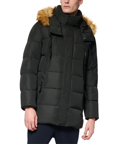 Shop Marc New York Men's Parka With Faux Fur Trimmed Hood & Fleece Bib In Black