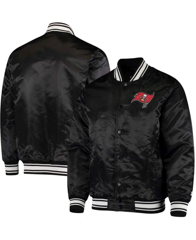 Starter Men's Black Tampa Bay Buccaneers Locker Room Satin Varsity Full-snap Jacket In Black