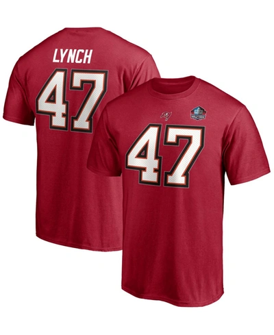 Fanatics Men's John Lynch Red Tampa Bay Buccaneers Nfl Hall Of Fame Class Of 2021 Name And Number T-shirt In Red