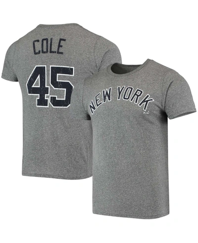 Shop Majestic Men's Gerrit Cole Heathered Gray New York Yankees Name Number Tri-blend T-shirt In Heather Gray