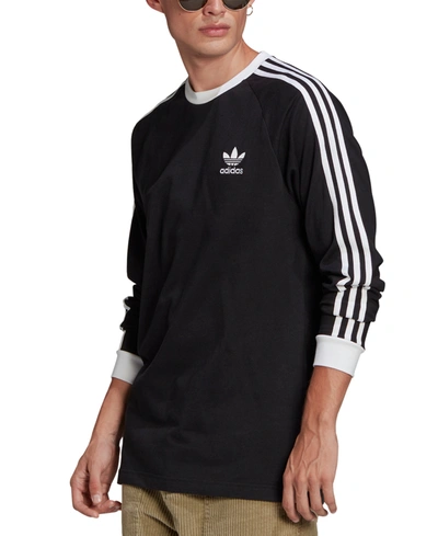 Shop Adidas Originals Adidas Men's Slim-fit Adicolor Classics 3-stripes Long-sleeve T-shirt In Black/wht