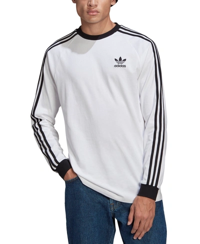 Shop Adidas Originals Adidas Men's Slim-fit Adicolor Classics 3-stripes Long-sleeve T-shirt In White/blk