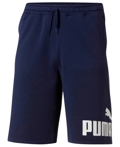 Shop Puma Men's Big Fleece Logo Shorts In Peacoat