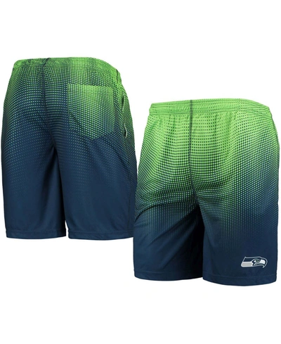 Shop Foco Men's College Navy And Neon Green Seattle Seahawks Pixel Gradient Training Shorts In College Navy/neon Green