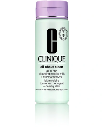 Shop Clinique All About Clean All-in-one Cleansing Micellar Milk + Makeup Remover For Skin Types 1 & 2, 6.7 Oz.