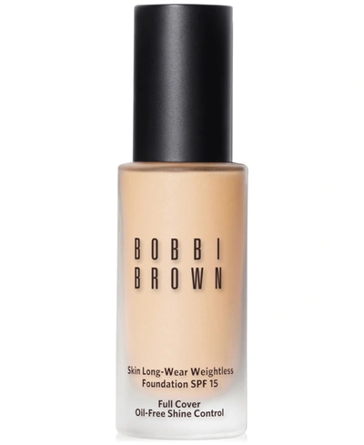 Shop Bobbi Brown Skin Long-wear Weightless Foundation Spf 15, 1-oz. In Alabaster (c-) Light Beige With A White