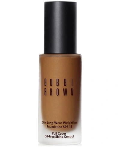 Shop Bobbi Brown Skin Long-wear Weightless Foundation Spf 15, 1-oz. In Golden Almond (w-) Medium Brown With Oli
