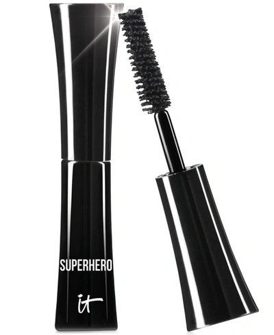 It Cosmetics Mini Superhero Elastic Stretch Volumizing Mascara Super Black 0.17 oz/ 5 G In Black