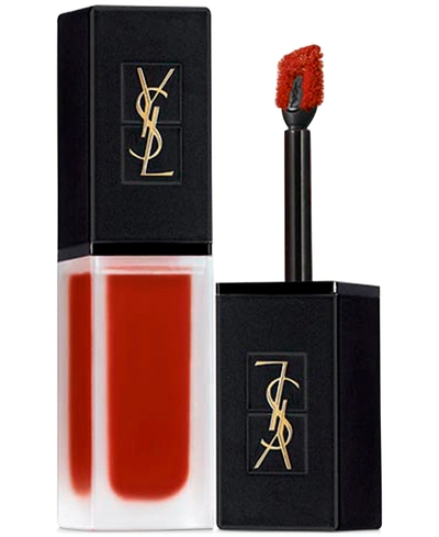 Shop Saint Laurent Tatouage Couture Velvet Cream Liquid Lipstick In Chili Incitement (deep Chili Red)