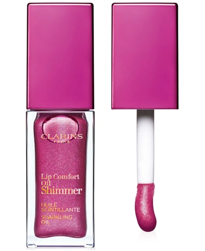 Shop Clarins Lip Comfort Oil Shimmer, 0.2 Oz. In Funky Raspberry