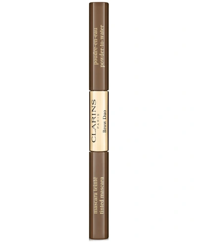 Shop Clarins Brow Powder & Tinted Brow Gel Duo In Cool Brown