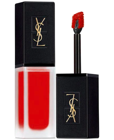 Shop Saint Laurent Tatouage Couture Velvet Cream Liquid Lipstick In Rouge Tatouage (bright Red)