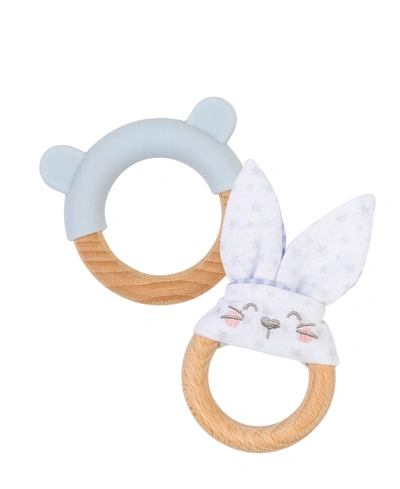 Shop Saro By Kalencome Baby Ring And Bunny Teether Bundle In Blue