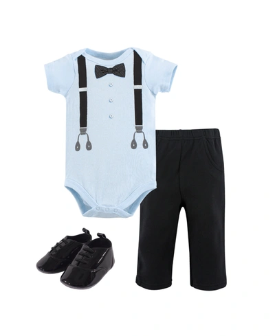 Shop Little Treasure Baby Girl Bodysuit, Pants And Shoes Set In Blue