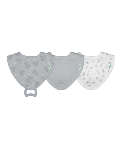 Shop Green Sprouts Baby Boys And Girls Muslin Stay-dry Teether Bibs Made From Organic Cotton, Pack Of 3 In Gray Koala