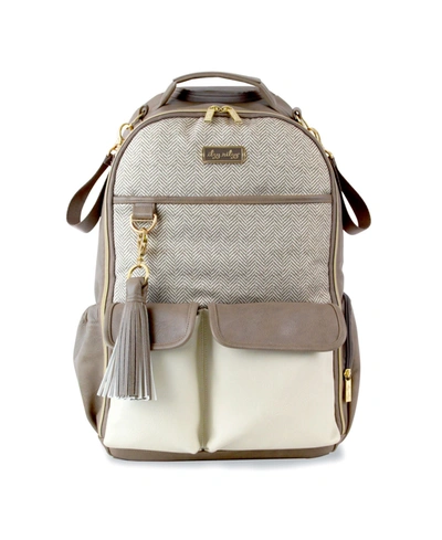 Shop Itzy Ritzy Boss Backpack Diaperbag- Black Herringbome In Taupe