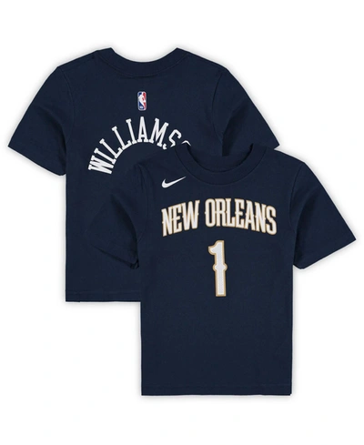 Nike Preschool Girls And Boys Zion Williamson Navy New Orleans Pelicans Team Name Number T-shirt In Navy