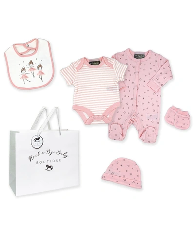 Shop Rock-a-bye Baby Boutique Baby Girls 5 Piece Little Dancer Layette Gift Set In Pink
