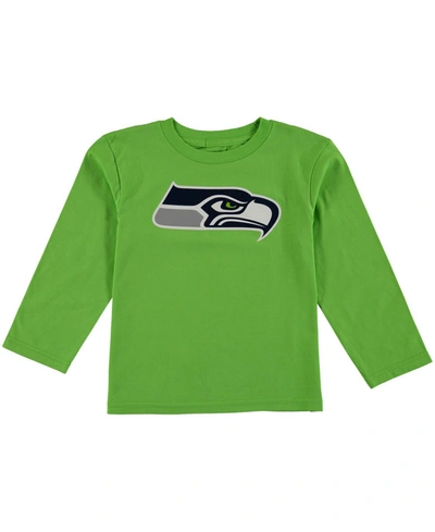Shop Outerstuff Preschool Boys And Girls Neon Green Seattle Seahawks Team Logo Long Sleeve T-shirt In Lime