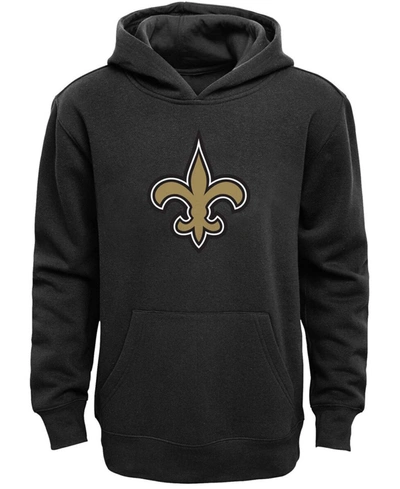 OUTERSTUFF BIG BOYS BLACK NEW ORLEANS SAINTS PRIMARY LOGO TEAM COLOR FLEECE PULLOVER HOODIE 