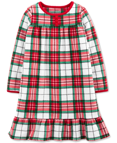 Shop Carter's Toddler, Little & Big Girls Christmas Plaid Fleece Nightgown In Print