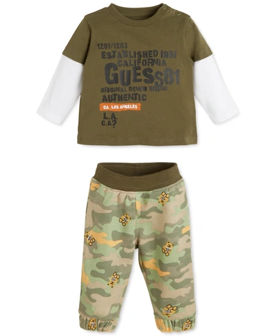 Guess Baby Boys 2-pc. Top & Printed Jogger Pants Set In Greek Olive |  ModeSens