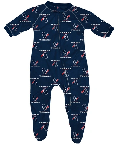 Shop Outerstuff Infant Boys And Girls Navy Blue Houston Texans Piped Raglan Full Zip Coverall