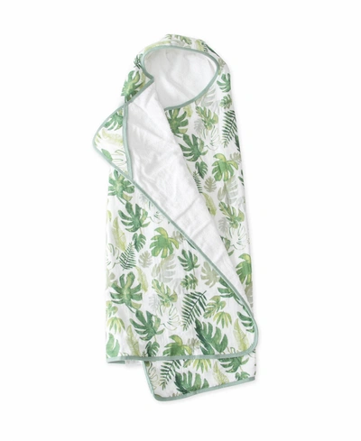 Shop Little Unicorn Tropical Leaf Cotton Muslin Big Kid Hooded Towel In Tropical Leaf Print