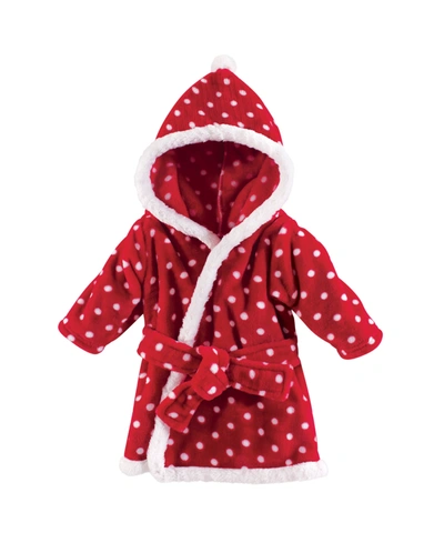 Shop Little Treasure Baby Plush Bathrobe In Red Polka Dot