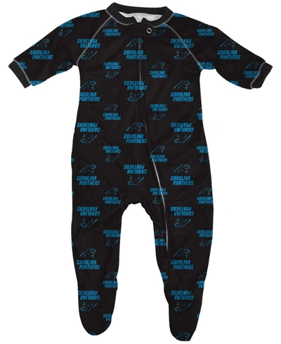 Outerstuff Infant Boys And Girls Black Carolina Panthers Piped Raglan Full Zip Sleeper In Black