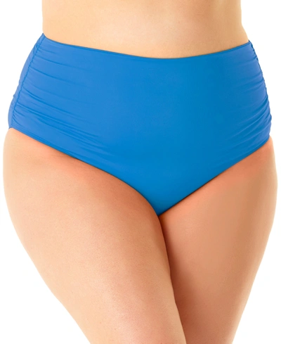 Shop Anne Cole Plus Size High-waist Bikini Bottoms Women's Swimsuit In Blue Wave
