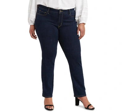 Shop Levi's Trendy Plus Size Classic Straight Leg Jeans In Cobalt Dip